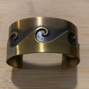 Bronze and Black Wave Cuff Bracelet